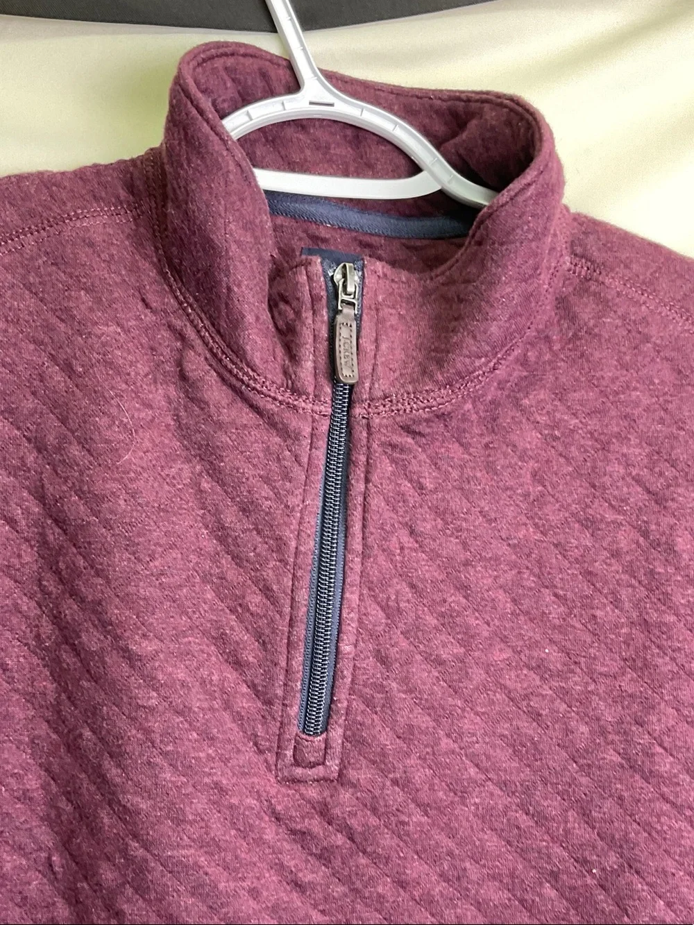 J. Crew Men's Quilted Turtleneck Half-Zip Sweater - Plum